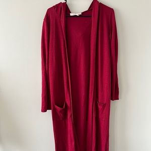 Burgundy, dark red cardigan, cardigan with hood